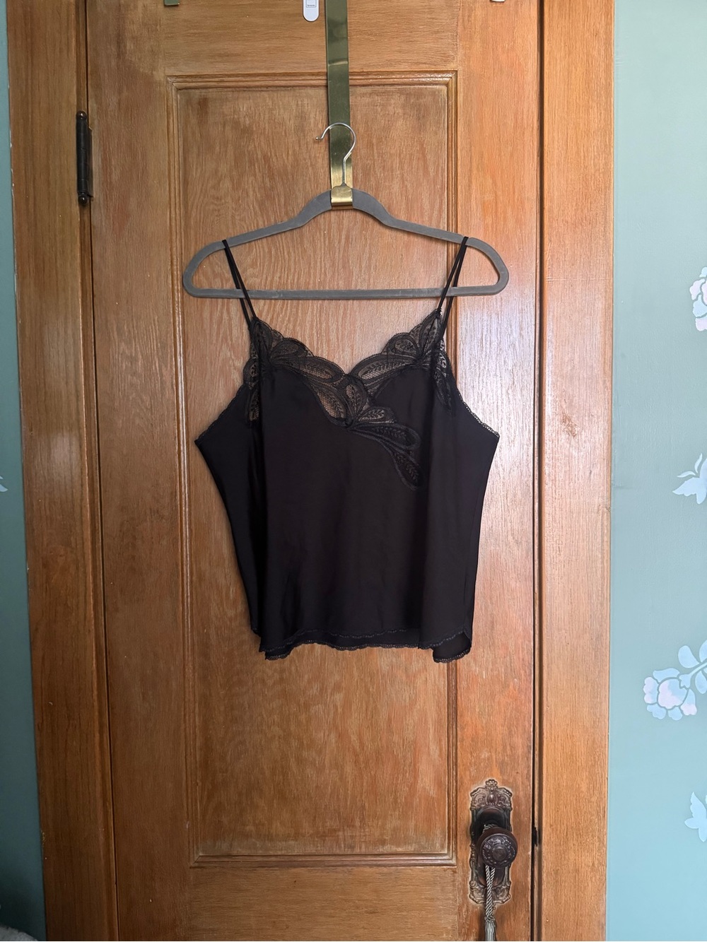 Vintage black slip lace top